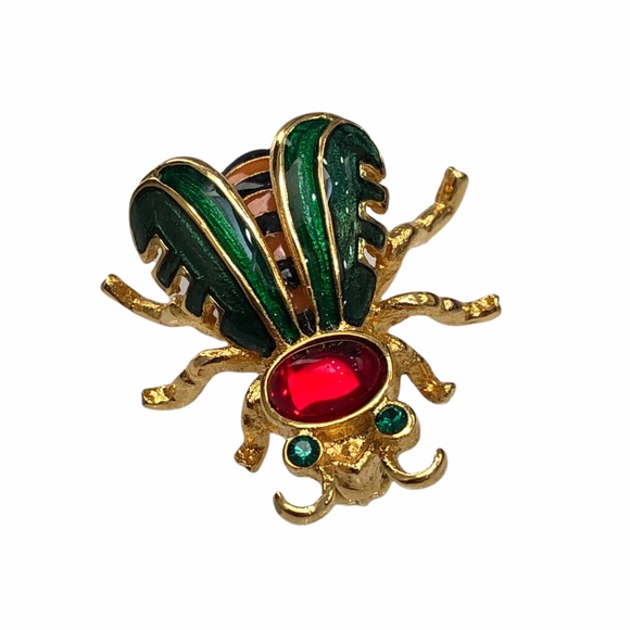 VINTAGE JOAN RIVERS ENAMEL & GOLD TONE HONEY BEE BROOCH - Picture 7 of 16